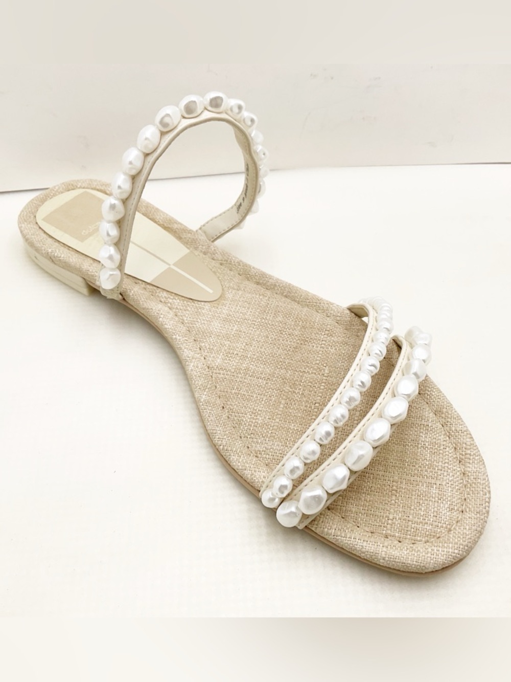 {Dolce Vita} Tinker Pearl Vanilla Strappy Slide Sandals - Picture 5 of 15